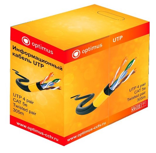 Кабель «витая пара» Optimus UTP-5e, CAT5e, 4x2x0.5 Cu (outdoor) 305м Кабель Фото