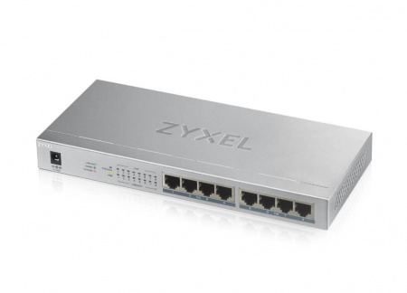 Коммутатор PoE+ Zyxel GS1008HP, 8xGE PoE+, настольный, металлический, бесшумный, бюджет PoE 60 Вт Фото