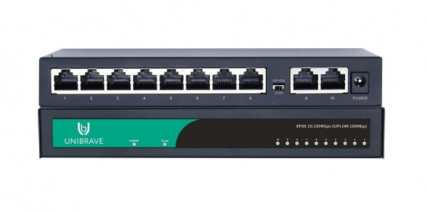 UB-SW-8F2F-96 out Base Неуправляемый коммутатор Unibrave с поддержкой PoE на 8 портов с внешним адаптером питания Фото UB-SW-8F2F-96 out Base Неуправляемый коммутатор Unibrave с поддержкой PoE на 8 портов с внешним адаптером питания Фото
