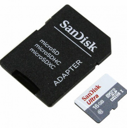 Карта памяти 16GB MicroSD SanDisk Class 10 Ultra Android UHS-I (80 Mb/s) + SD адаптер Фото