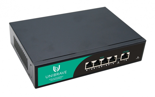 UB-SW-4G1G-65 Base Гигабитный неуправляемый коммутатор Unibrave с 4 PoE-портами 1000 Мбит/с и 1 Uplink 1000 Мбит/с Фото UB-SW-4G1G-65 Base Гигабитный неуправляемый коммутатор Unibrave с 4 PoE-портами 1000 Мбит/с и 1 Uplink 1000 Мбит/с Фото