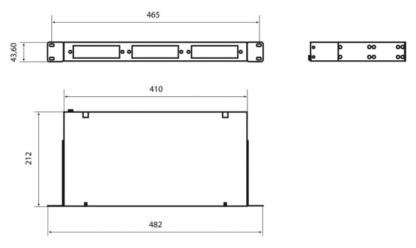 Hyperline FO-19R-1U-3xSLT-W140H42-24UN-GY Бокс оптический универсальный 19