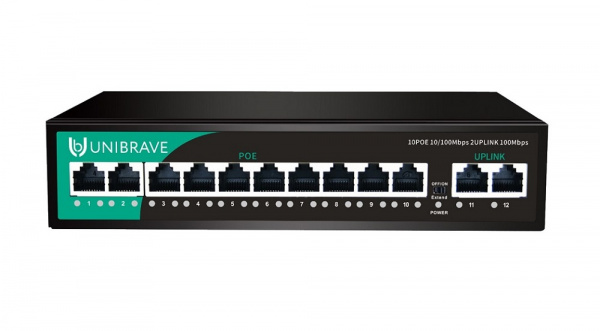 UB-SW-10F2F-120 Base Неуправляемый коммутатор Unibrave с поддержкой PoE на 10 портов Фото UB-SW-10F2F-120 Base Неуправляемый коммутатор Unibrave с поддержкой PoE на 10 портов Фото