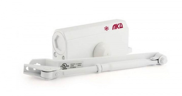 Доводчик дверной ЛКД-ДБ-60-110, с задержкой закрывания, до 110 кг, EN3-5, белый, гидравлический, морозостойкий Доводчик дверной ЛКД-ДБ-60-110, с задержкой закрывания, до 110 кг, EN3-5, белый, гидравлический, морозостойкий