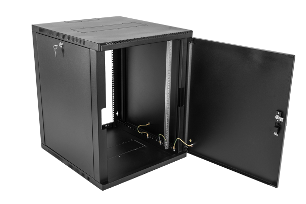 Шкаф телекоммуникационный настенный сварной 12U (600 × 350) съёмные стенки, дверь металл, чёрный Фото