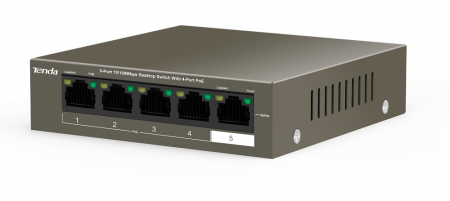 TEF1105P-4-63W Настольный коммутатор с 5 портами 10/100 Мбит/с и 4 портами PoE Фото