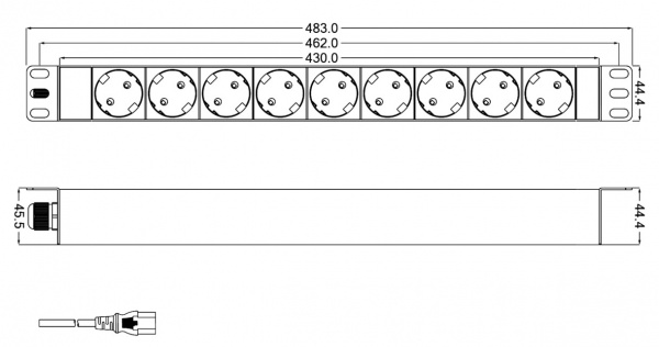 Hyperline SHT19-9SH-2.5IEC Блок розеток для 19