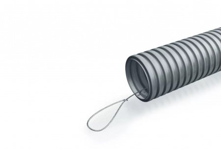 Труба гофрированная тяжелая самозатухающая ТГТ СЗ ПВХ 16 мм с зондом (100 м) ПожТехКабель 710-001 Фото