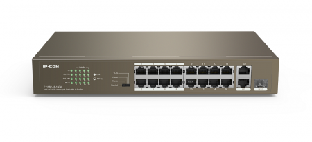 F1118P-16-150W Неуправляемый PoE коммутатор с 16 PoE портами, 2 гигабитными портами и 1 SFP combo портом Фото