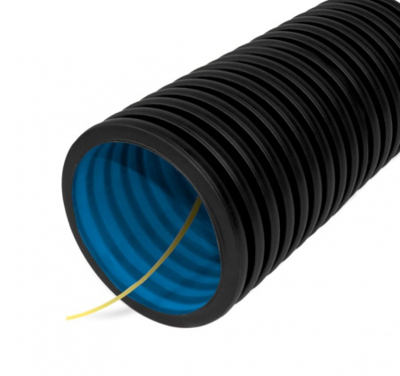 Труба гофрированная двустенная пнд гибкая тип 450 (sn34) стойкая к ультрафиолету с/з черная d32 мм (50м/уп) Промрукав Фото