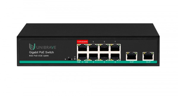 UB-SW-8G2G-150 Pro Гигабитный неуправляемый коммутатор Unibrave с поддержкой PoE на 8 портов (150 Вт) Фото UB-SW-8G2G-150 Pro Гигабитный неуправляемый коммутатор Unibrave с поддержкой PoE на 8 портов (150 Вт) Фото