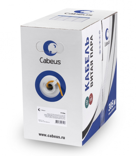 Кабель витая пара Cabeus UTP-4P-Cat.5e-SOLID-LSZH, CAT5e, бухта 305 м Фото