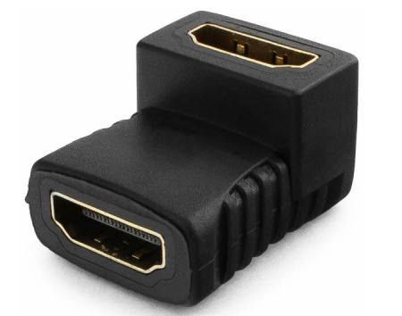 Переходник HDMI-HDMI Cablexpert A-HDMI-FFL, 19F/19F, угловой, золотые разъемы. Фото