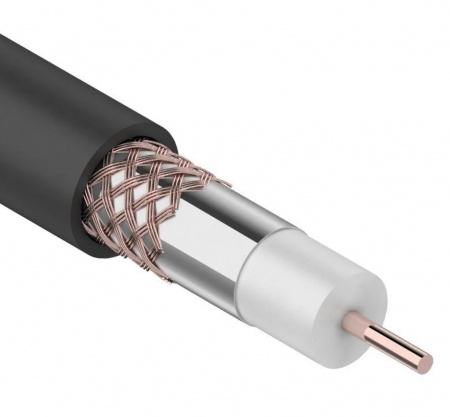 Кабель коаксиальный REXANT RG-6U+Cu, 75 Ом, Cu/Al/Cu, 64%, бухта 100 м OUTDOOR Фото