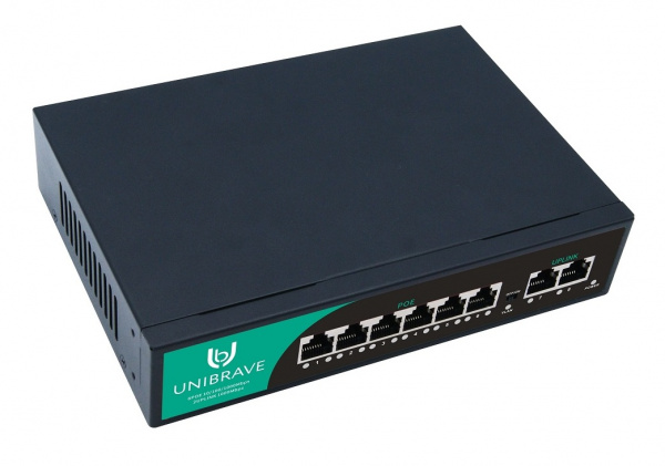 UB-SW-6G2G-75 Base Гигабитный неуправляемый коммутатор Unibrave с 6 PoE-портами 1000 Мбит/с и 2 Uplink 1000 Мбит/с Фото UB-SW-6G2G-75 Base Гигабитный неуправляемый коммутатор Unibrave с 6 PoE-портами 1000 Мбит/с и 2 Uplink 1000 Мбит/с Фото
