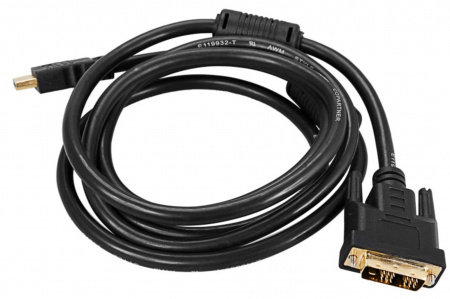 Шнур HDMI  - DVI-Dс фильтрами, длина 2 метра (GOLD) (PE пакет) REXANT Фото