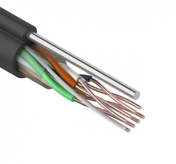 Кабель витая пара REXANT UTP 4PR 24AWG, CAT5e наружный (OUTDOOR) + ТРОС*1 (бухта 305 м) Фото