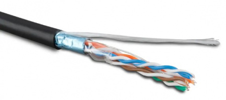 Кабель витая пара Hyperline Cat5e F/UTP, FUTP4-C5E-S22-OUT-PE-BK, (куски) экранированная Фото