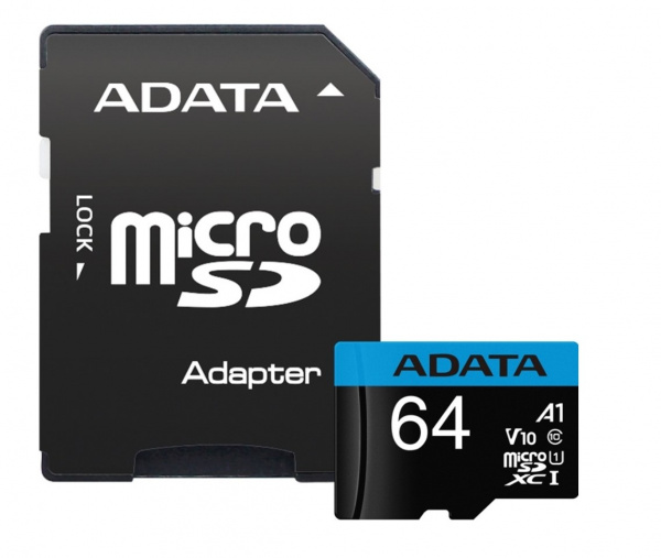 Карта памяти 64GB MicroSDXC UHS-I U1 A-Data Premier UHS-I U1 V10 A1 + ADP (85/25 Mb/s) Фото