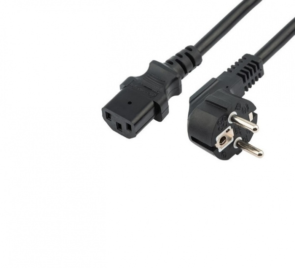 Шнур сетевой, евровилка угловая - евроразъем С13, кабель 3x1,5 мм², длина 1,5 метра, черный (PVC пак Фото Шнур сетевой, евровилка угловая - евроразъем С13, кабель 3x1,5 мм², длина 1,5 метра, черный (PVC пак Фото