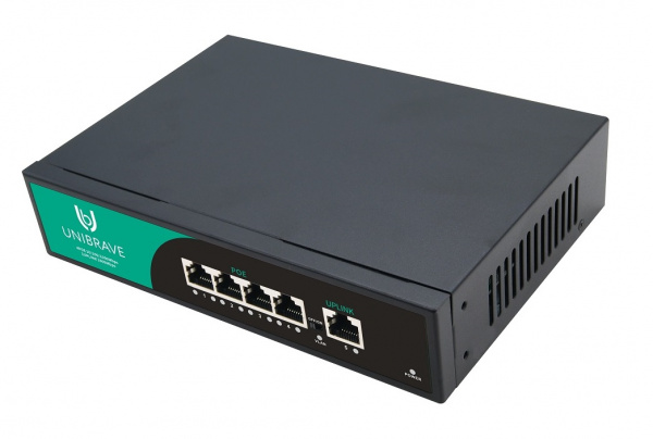 UB-SW-4G1G-65 Base Гигабитный неуправляемый коммутатор Unibrave с 4 PoE-портами 1000 Мбит/с и 1 Uplink 1000 Мбит/с Фото UB-SW-4G1G-65 Base Гигабитный неуправляемый коммутатор Unibrave с 4 PoE-портами 1000 Мбит/с и 1 Uplink 1000 Мбит/с Фото