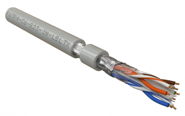 Кабель витая пара Hyperline Cat6 F/UTP, FUTP4-C6-S23-IN-LSLTX-GY-305, (23 AWG), (305 м) Фото Кабель витая пара Hyperline Cat6 F/UTP, FUTP4-C6-S23-IN-LSLTX-GY-305, (23 AWG), (305 м) Фото