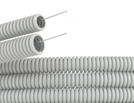 Труба ПВХ легкая серая D=16 (91916) Труба гофрированная с протяжкой, не распространяющая горение Фото