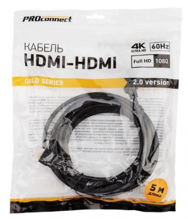 Кабель PROconnect HDMI - HDMI 2.0, 5м, Gold Фото