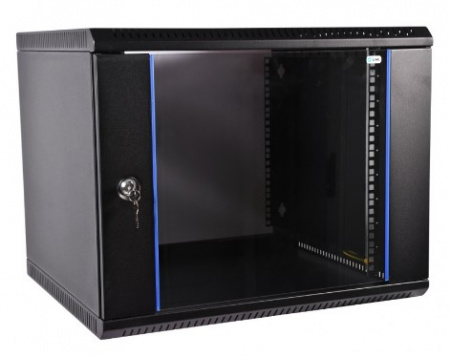 ШРН-Э-9.350-9005 Шкаф телекоммуникационный настенный разборный ЭКОНОМ 9U (600 × 350) дверь стекло Фото
