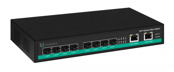 UB-SW-8SFP-2G Pro Неуправляемый коммутатор с 8 SFP портами и 2 Uplink 1000 Мбит/с Фото UB-SW-8SFP-2G Pro Неуправляемый коммутатор с 8 SFP портами и 2 Uplink 1000 Мбит/с Фото
