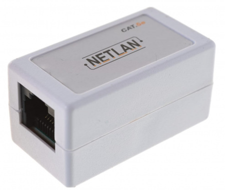 Кабельный соединитель NETLAN RJ45-RJ45 (8P8C), Кат.5e (Класс D), 100МГц, неэкранированный, белый, уп Фото