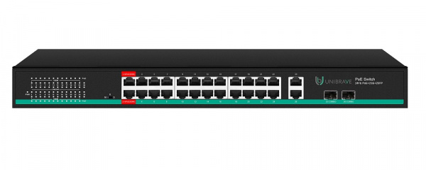 UB-SW-24F2G2SFP-400 Pro Неуправляемый коммутатор Unibrave с поддержкой PoE на 24 порта Фото UB-SW-24F2G2SFP-400 Pro Неуправляемый коммутатор Unibrave с поддержкой PoE на 24 порта Фото