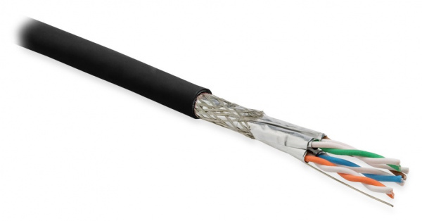 Кабель витая пара Hyperline Cat6 S/FTP, SFTP4-C6A-S23-OUT-PE-BK-500, (500 м) экранированная Фото Кабель витая пара Hyperline Cat6 S/FTP, SFTP4-C6A-S23-OUT-PE-BK-500, (500 м) экранированная Фото