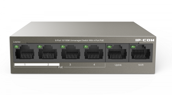 F1106P-4-63W 6-портовый настольный PoE коммутатор 10/100 Мбит/с с 4-портами PoE. Фото