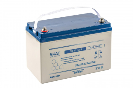 SKAT SB 12100S АКБ свинцово-кислотная тип AGM 12V 100Ач Iзар.30А, клеммы под болт М6 Фото