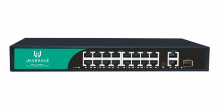 UB-SW-16F2G1SFP-200 Base Неуправляемый коммутатор Unibrave с поддержкой PoE на 16 портов, 2 Uplink 1000 Мбит/c и 1 SFP (200 Вт) Фото
