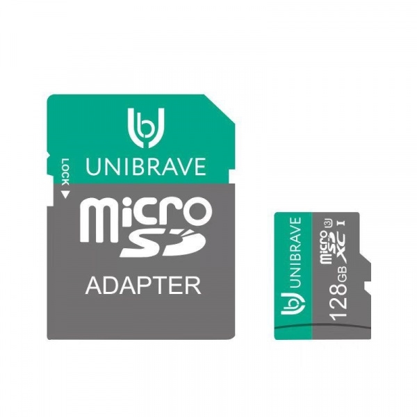 Карта памяти для видеонаблюдения 128GB MicroSD Unibrave Class 10 U3 + SD адаптер Фото