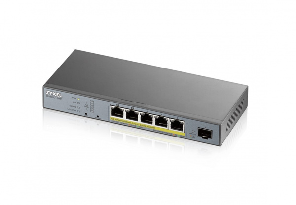 L2 коммутатор PoE+ для IP-видеокамер Zyxel GS1350-6HP, 4xGE PoE+, 1xGE PoE++ (802.3bt), 1xSFP, бюдже Фото
