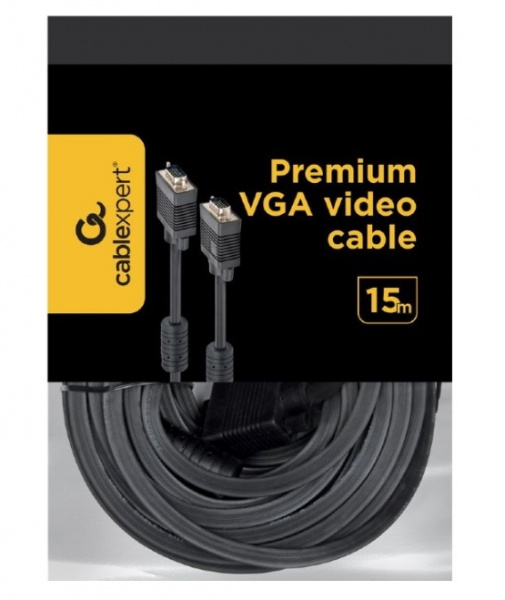 Кабель VGA Premium Cablexpert, 15M/15M, 15м, черный, двойной экран Фото Кабель VGA Premium Cablexpert, 15M/15M, 15м, черный, двойной экран Фото
