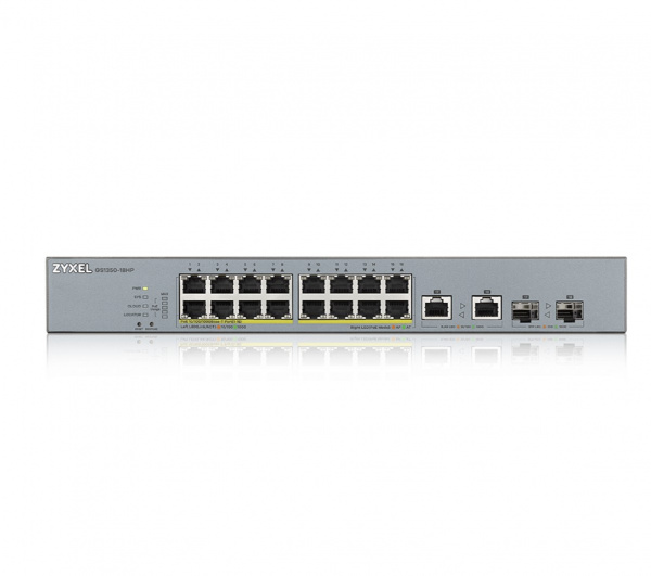 L2 коммутатор PoE+ для IP-видеокамер Zyxel GS1350-18HP, 16xGE PoE+, 2xCombo (SFP/RJ-45), бюджет PoE  Фото